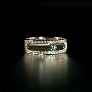 Natural Alexandrite Diamond 18k White and Rose Gold Ring